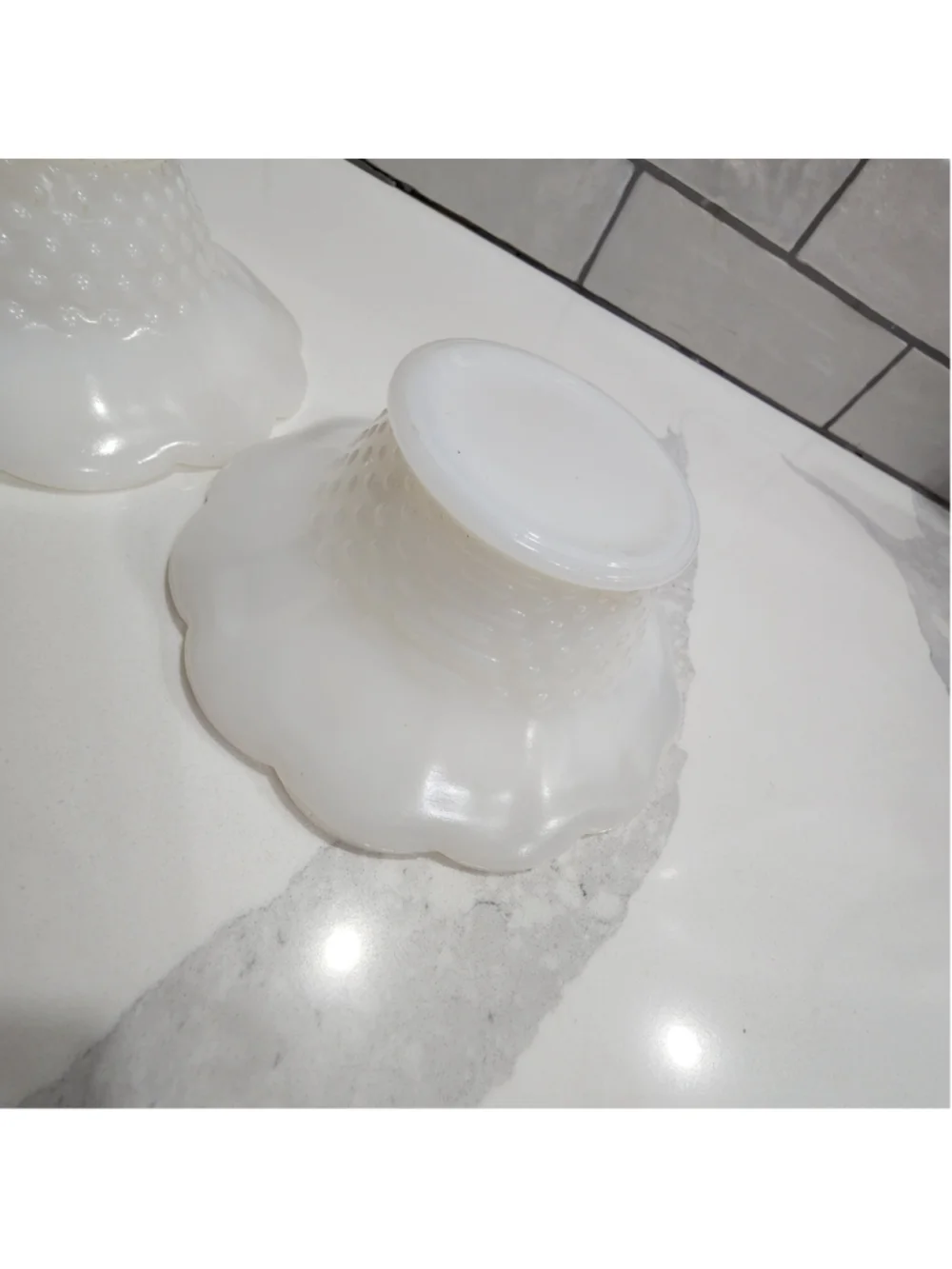 Anchor Hocking Old Colony Milk Glass Pedestal Dessert Bowls Set of 2